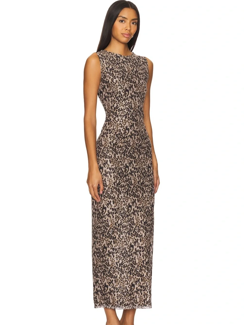 REVOLVE Leopard-Print Sleeveless Maxi Dress - Beige & Black - Picture 2 of 3